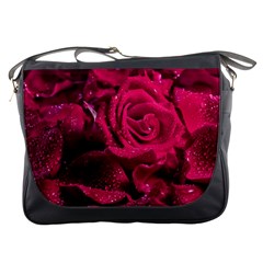 Water Rose Pink Background Flower Messenger Bag