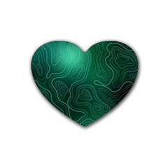 Green Line Shape Stripe Corolla Rubber Heart Coaster (4 Pack)