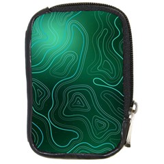 Green Line Shape Stripe Corolla Compact Camera Leather Case