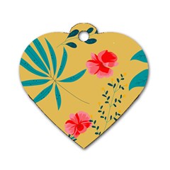 Nature Floral Flower Petal Leaves Leaf Plant Dog Tag Heart (one Side)