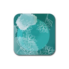 Flower Floral Design Background Rubber Coaster (square)