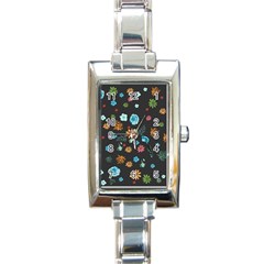 Floral Flower Leaves Background Floral Rectangle Italian Charm Watch