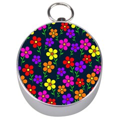 Background Flower Floral Bloom Silver Compasses