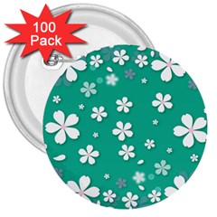 Pattern Background Daisy Flower Floral 3  Buttons (100 Pack) 