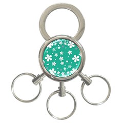 Pattern Background Daisy Flower Floral 3-ring Key Chain