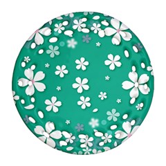Pattern Background Daisy Flower Floral Round Filigree Ornament (two Sides) by Ravend
