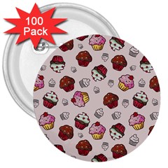 Cake Cupcake Sweet Dessert Food 3  Buttons (100 Pack)  by Ravend