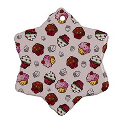 Cake Cupcake Sweet Dessert Food Snowflake Ornament (two Sides)