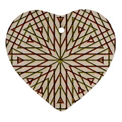 Kaleidoscope Line Triangle Pattern Heart Ornament (two Sides) by Ravend