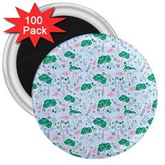 Illustration Flower Pattern Wallpaper Seamless 3  Magnets (100 Pack)