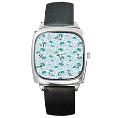 Illustration Flower Pattern Wallpaper Seamless Square Metal Watch