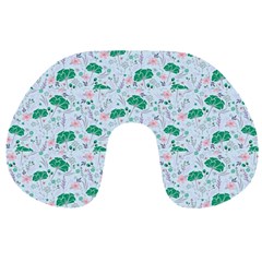 Illustration Flower Pattern Wallpaper Seamless Travel Neck Pillow