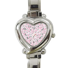 Candy Pink Black-cute Sweat Heart Italian Charm Watch