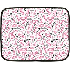 Candy Pink Black-cute Sweat Fleece Blanket (mini) by Ravend