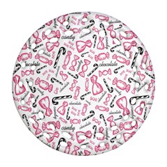 Candy Pink Black-cute Sweat Round Filigree Ornament (two Sides)