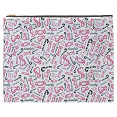 Candy Pink Black-cute Sweat Cosmetic Bag (xxxl) by Ravend