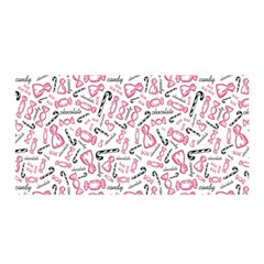 Candy Pink Black-cute Sweat Satin Wrap 35  X 70 