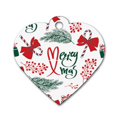 Merry Xmas Seamless Christmas Pattern Dog Tag Heart (one Side) by danenraven