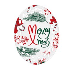 Merry Xmas Seamless Christmas Pattern Ornament (oval Filigree) by danenraven