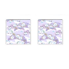 Purple Japanese Pattern Texture Violet Textile Cufflinks (Square)