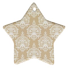 Clean Brown And White Ornament Damask Vintage Ornament (star)