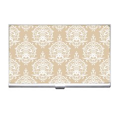 Clean Brown And White Ornament Damask Vintage Business Card Holder by ConteMonfrey