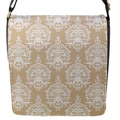 Clean Brown And White Ornament Damask Vintage Flap Closure Messenger Bag (s) by ConteMonfrey