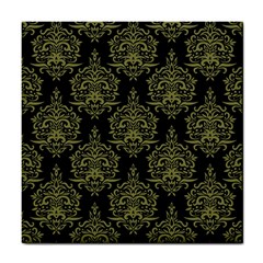 Black And Green Ornament Damask Vintage Tile Coaster by ConteMonfrey