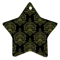Black And Green Ornament Damask Vintage Ornament (star)