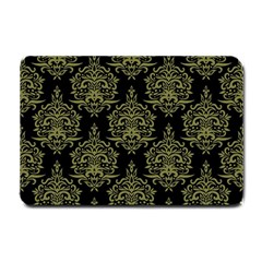 Black And Green Ornament Damask Vintage Small Doormat  by ConteMonfrey