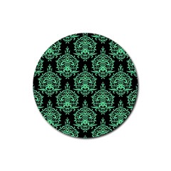 Black And Neon Ornament Damask Vintage Rubber Round Coaster (4 Pack) by ConteMonfrey