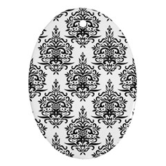 Black And White Ornament Damask Vintage Ornament (oval) by ConteMonfrey