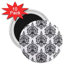 Black And White Ornament Damask Vintage 2 25  Magnets (10 Pack)  by ConteMonfrey