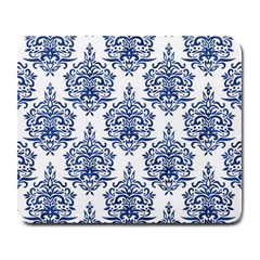 Blue And White Ornament Damask Vintage Large Mousepads by ConteMonfrey