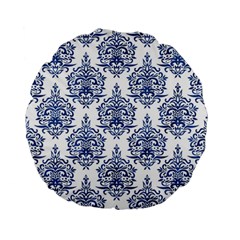 Blue And White Ornament Damask Vintage Standard 15  Premium Flano Round Cushions by ConteMonfrey