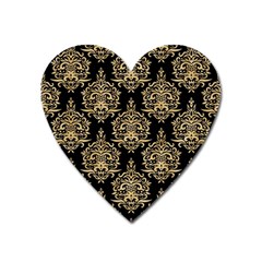 Black And Cream Ornament Damask Vintage Heart Magnet by ConteMonfrey