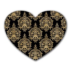 Black And Cream Ornament Damask Vintage Heart Mousepads by ConteMonfrey