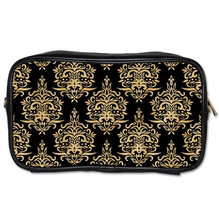 Black And Cream Ornament Damask Vintage Toiletries Bag (Two Sides)