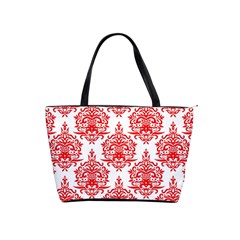 White And Red Ornament Damask Vintage Classic Shoulder Handbag by ConteMonfrey