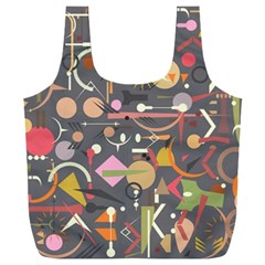 Illustration Shape Tribal Pattern Round Full Print Recycle Bag (xxxl) by Wegoenart