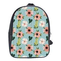 Flower White Pattern Floral School Bag (large)