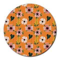 Flower White Pattern Floral Round Mousepads