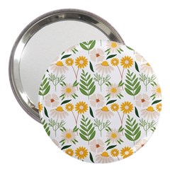 Flower White Pattern Floral Nature 3  Handbag Mirrors by Wegoenart