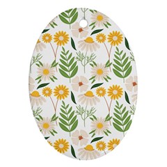 Flower White Pattern Floral Nature Oval Ornament (two Sides) by Wegoenart
