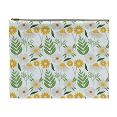 Flower White Pattern Floral Nature Cosmetic Bag (xl)