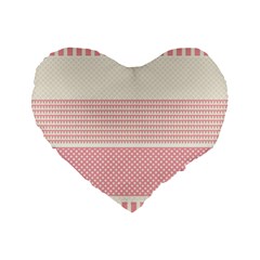 Background Pink Beige Decorative Standard 16  Premium Heart Shape Cushions