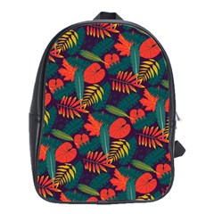 Leaves Pattern Wallpaper Seamless School Bag (large) by Wegoenart