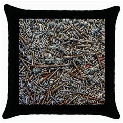 Screws Scrap Metal Rusted Screw Art Throw Pillow Case (black) by Wegoenart