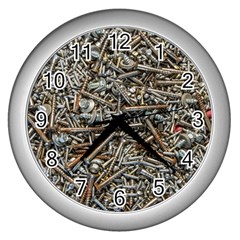 Screws Scrap Metal Rusted Screw Art Wall Clock (Silver)