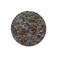 Screws Scrap Metal Rusted Screw Art Rubber Coaster (Round)